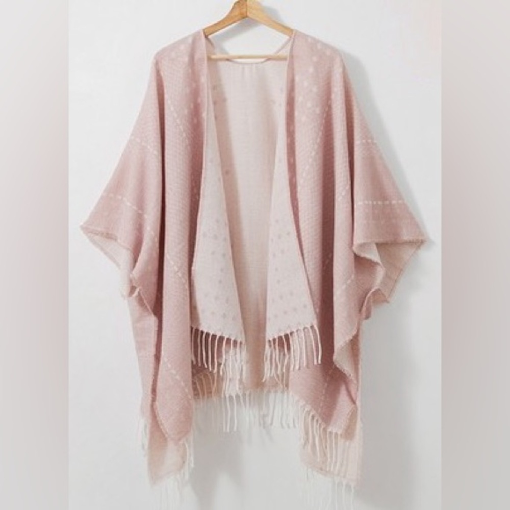 Soft pink scarf/cape with arm slots